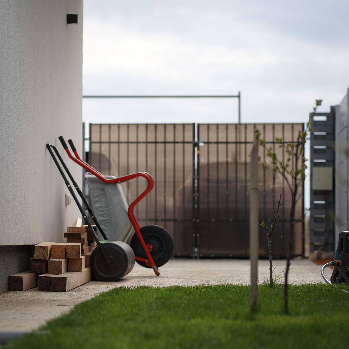 Jardin entretenu avec pelouse tondue